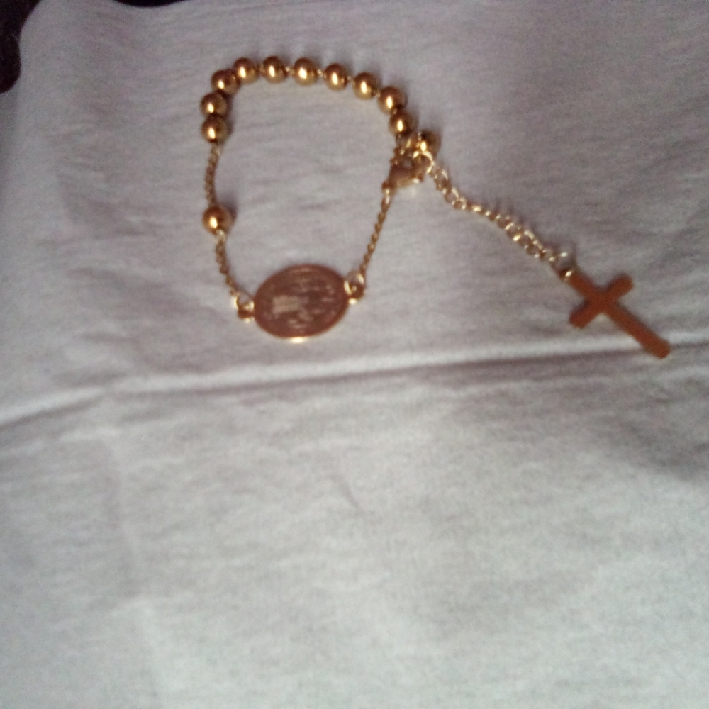 Gold virgin Mary rosary bracelet